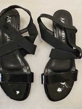 Anne Klein Black Patent Strappy Women's Sandals